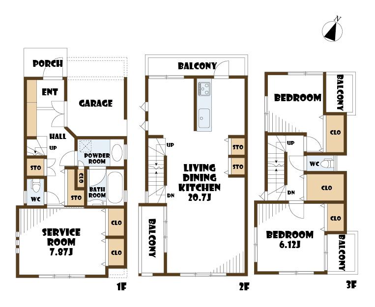 Floor plan. 69,800,000 yen, 2LDK + S (storeroom), Land area 70 sq m , Building area 114.6 sq m