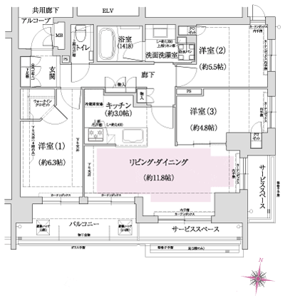 Floor: 3LDK + WIC, the occupied area: 71.91 sq m, Price: 64,880,000 yen, now on sale