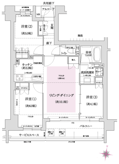 Floor: 3LDK, occupied area: 63.59 sq m, Price: 57,780,000 yen, now on sale