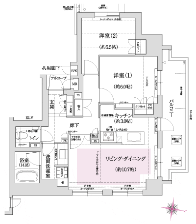 Floor: 2LDK, occupied area: 66 sq m, Price: 54,670,000 yen, now on sale