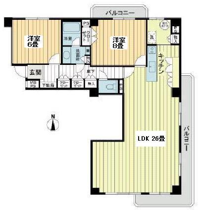 Floor plan. 2LDK, Price 48,800,000 yen, Occupied area 96.57 sq m , Balcony area 16.6 sq m 3LDK ・ Floor plan can be changed to 4LDK