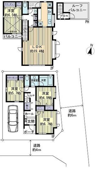 Floor plan. 89,800,000 yen, 4LDK, Land area 93.23 sq m , Building area 104.71 sq m floor plan ※ Not a survey map