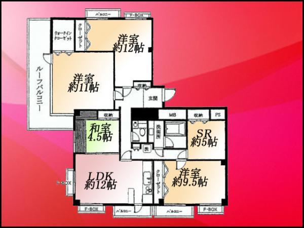 Floor plan. 4LDK+S, Price 73 million yen, Footprint 140.91 sq m , Balcony area 20.6 sq m