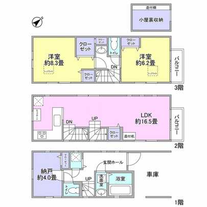 Floor plan. 2LDK + closet is taken between the. First floor closet is also available be used as a room.