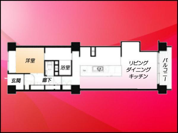 Floor plan. 1LDK, Price 28 million yen, Occupied area 54.74 sq m , Balcony area 6.48 sq m