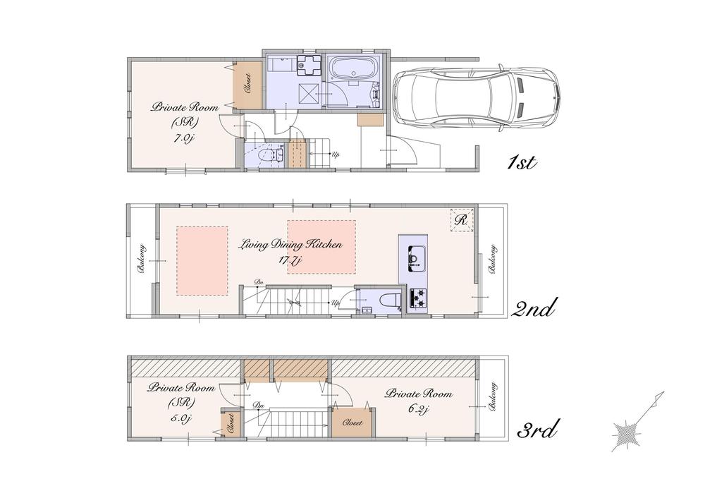 Floor plan. (A), Price 65,800,000 yen, 1LDK+2S, Land area 63.16 sq m , Building area 104.47 sq m