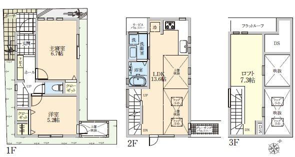 Floor plan. 46,800,000 yen, 2LDK+S, Land area 51.67 sq m , Building area 73 sq m