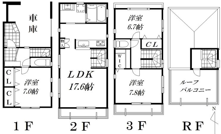Floor plan. 67,800,000 yen, 3LDK, Land area 66.49 sq m , Building area 114.68 sq m