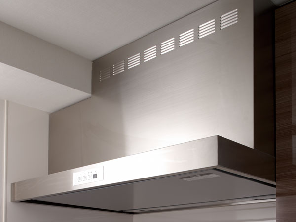 Kitchen.  [Rectification Backed range hood] Range hood of rectification Backed to further improve the suction force, Have been made strong oil guard painted in oil stains.