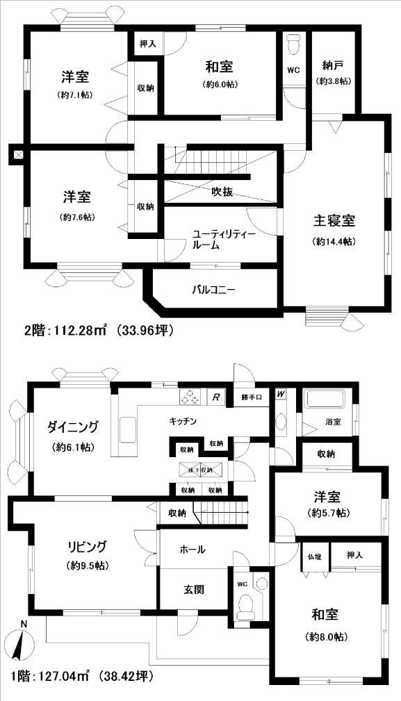 Floor plan. 148 million yen, 6LDK + S (storeroom), Land area 388.51 sq m , Building area 239.32 sq m