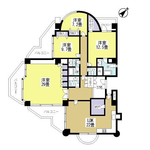 Floor plan. 4LDK, Price 90 million yen, Footprint 182.08 sq m , Balcony area 41.06 sq m