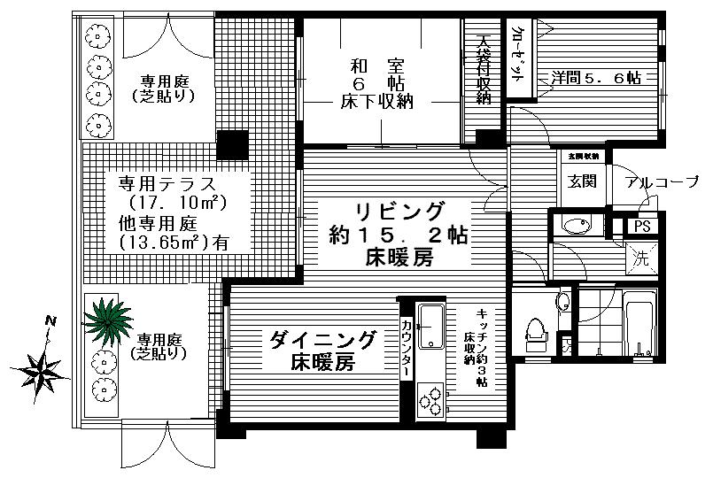 Floor plan. 2LDK, Price 53,800,000 yen, Occupied area 65.95 sq m