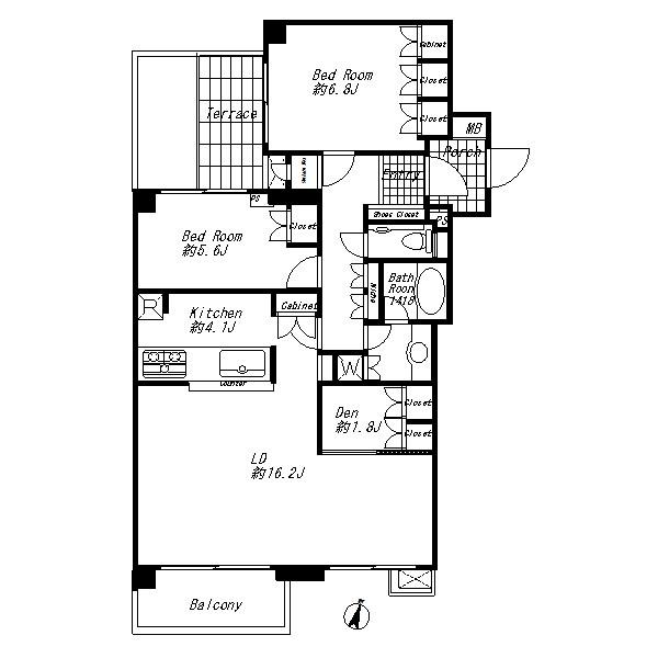 Floor plan. 2LDK + S (storeroom), Price 55,500,000 yen, Occupied area 78.75 sq m , Balcony area 5.82 sq m