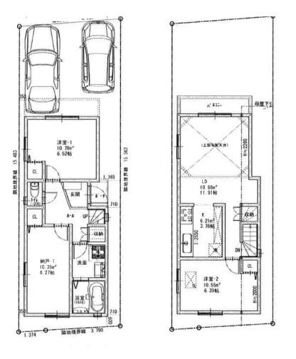Compartment view + building plan example. Building plan example (C partition) 3LDK, Land price 50,800,000 yen, Land area 80 sq m , Building price 13 million yen, Building area 79.08 sq m