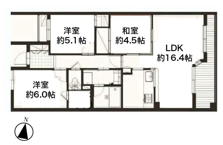 Floor plan. 3LDK, Price 59 million yen, Occupied area 71.32 sq m , Balcony area 7.28 sq m 3LDK + WIC, Luxurious plan