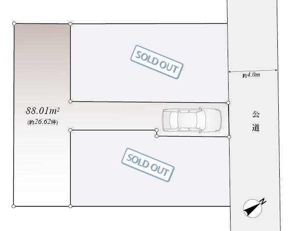 Compartment figure. Land price 44,800,000 yen, Land area 88.01 sq m