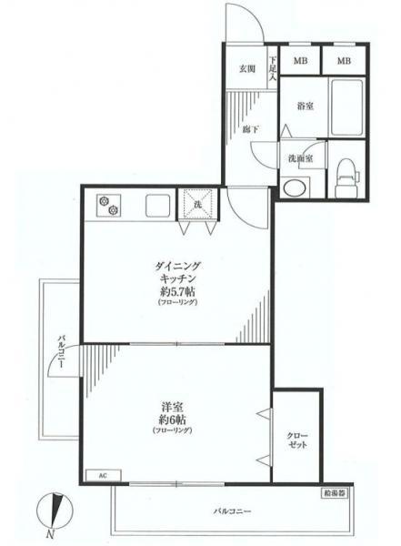 Floor plan. 1DK, Price 20.8 million yen, Occupied area 35.31 sq m , Balcony area 13.83 sq m