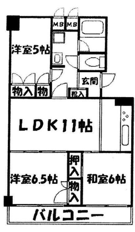 Floor plan. 3LDK, Price 35,900,000 yen, Footprint 65.2 sq m , Balcony area 7.8 sq m