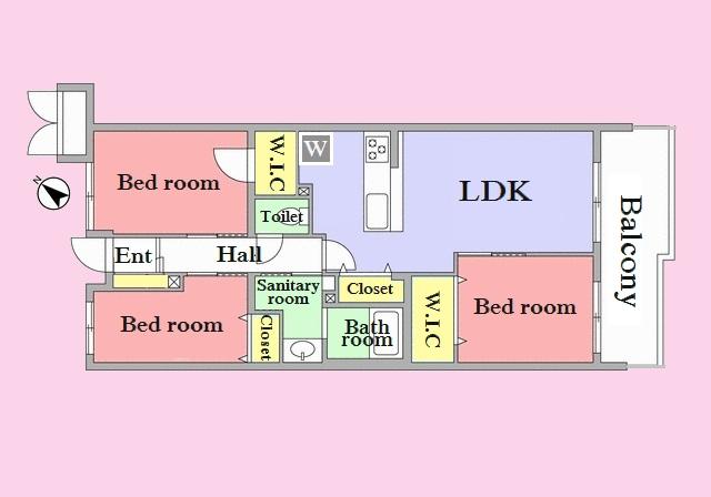 Floor plan. 3LDK, Price 53,900,000 yen, Footprint 70.5 sq m , Balcony area 9.63 sq m