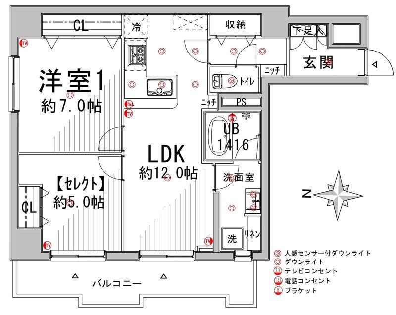 Floor plan. 2LDK, Price 45,700,000 yen, Occupied area 60.43 sq m , Floor select possible on the balcony area 8.02 sq m 1LDKor2LDK Free