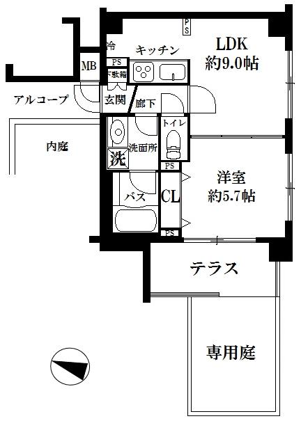 Floor plan. 1LDK, Price 27.5 million yen, Occupied area 35.31 sq m floor plan