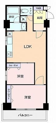 Floor plan. 2LDK, Price 24,800,000 yen, Occupied area 60.19 sq m , Balcony area 8.71 sq m