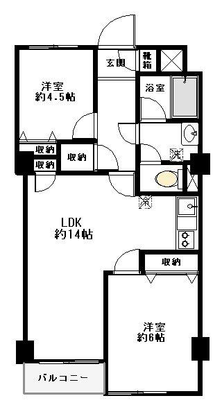Floor plan. 2LDK, Price 34,800,000 yen, Occupied area 53.13 sq m