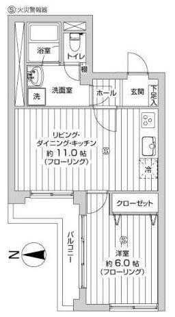 Floor plan. 1LDK, Price 19,990,000 yen, Occupied area 40.77 sq m , Balcony area 5.2 sq m