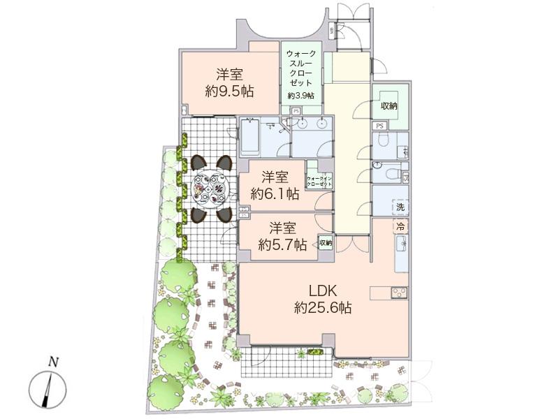 Floor plan. 3LDK, Price 111 million yen, The area occupied 123.2 sq m Plan