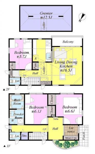 Floor plan. 84,500,000 yen, 3LDK+S, Land area 80.04 sq m , Building area 93.57 sq m