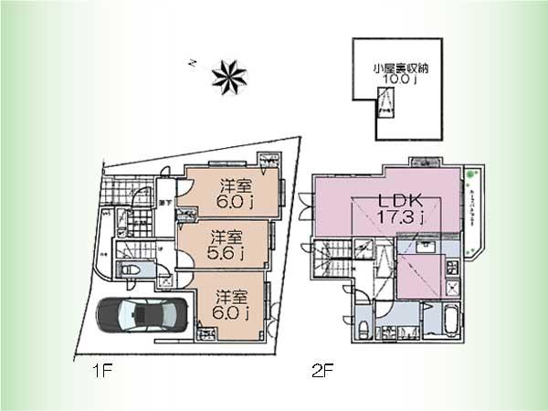 Floor plan. (D Building), Price 83,200,000 yen, 3LDK, Land area 78.67 sq m , Building area 92.73 sq m