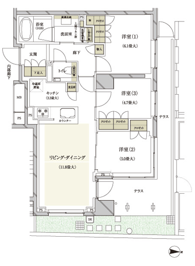 Floor: 3LDK, occupied area: 70.41 sq m, Price: 66,800,000 yen, now on sale