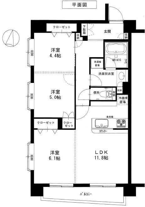 Floor plan. 2LDK, Price 53,800,000 yen, Occupied area 65.98 sq m , Balcony area 5.46 sq m