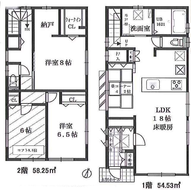 Floor plan. 89,800,000 yen, 4LDK, Land area 116.63 sq m , Building area 112.78 sq m Island kitchen adopted, It is the floor plan arrangement of the ease-of-use emphasis. 