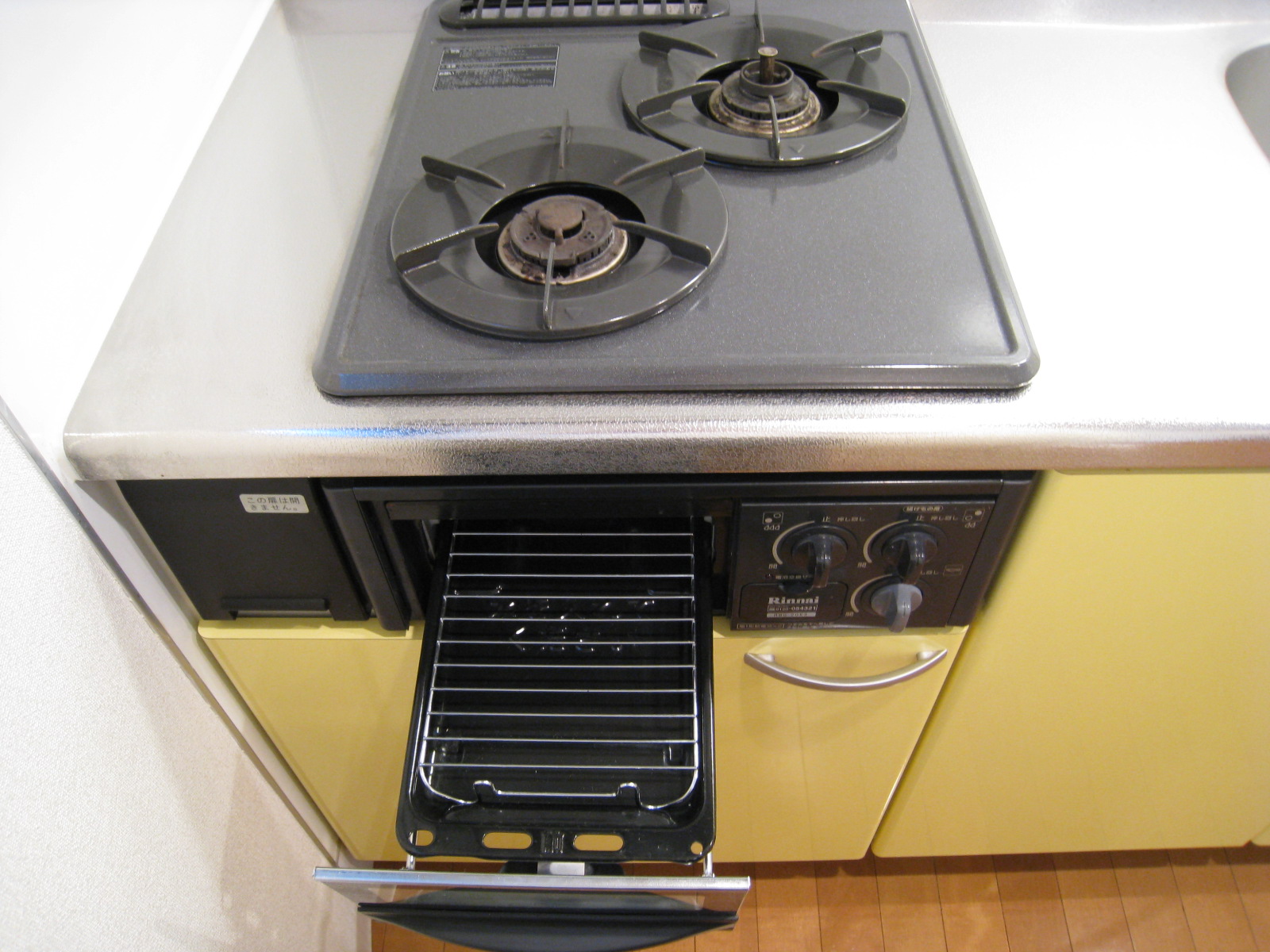 Kitchen. 2-neck with a gas stove with a fish grill