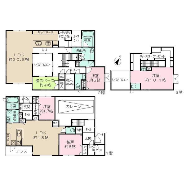 Floor plan. 119 million yen, 5LLDKK + 3S (storeroom), Land area 161.59 sq m , Building area 217.33 sq m 2 family house ・ It can also be used as a rental combination housing.
