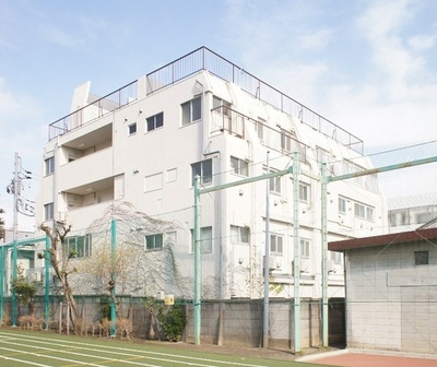 Building appearance. White appearance shine in blue sky