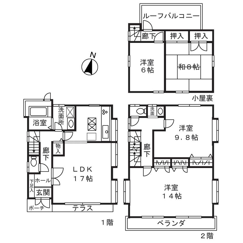 Floor plan. 69,800,000 yen, 4LDK, Land area 111.16 sq m , It is a large 4LDK of building area 124.33 sq m building area 124.33 sq m. Of each room is wide is characterized by.