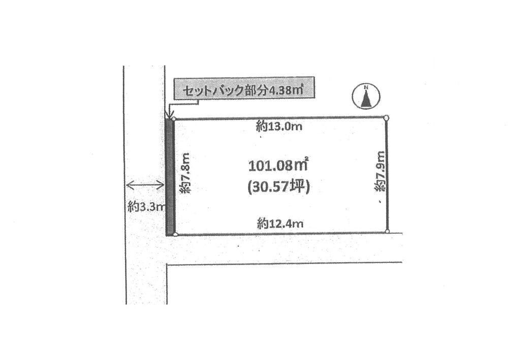 Compartment figure. Land price 69,900,000 yen, Land area 101.08 sq m south frontage is about 12.4m