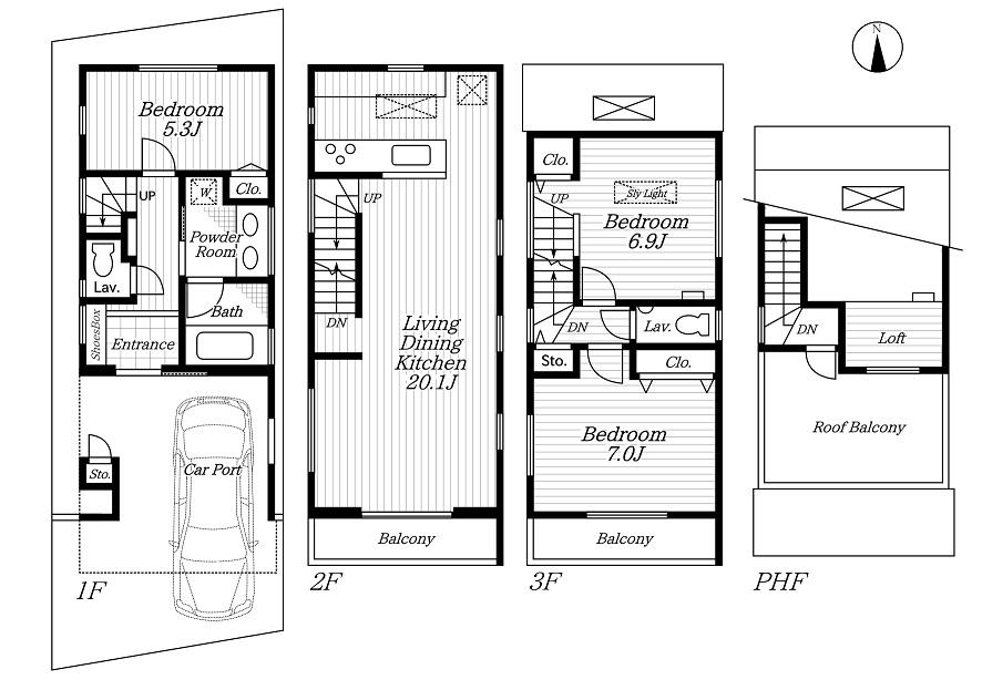 Floor plan. 66,900,000 yen, 3LDK, Land area 60 sq m , The building is the area 102.24 sq m with parking.