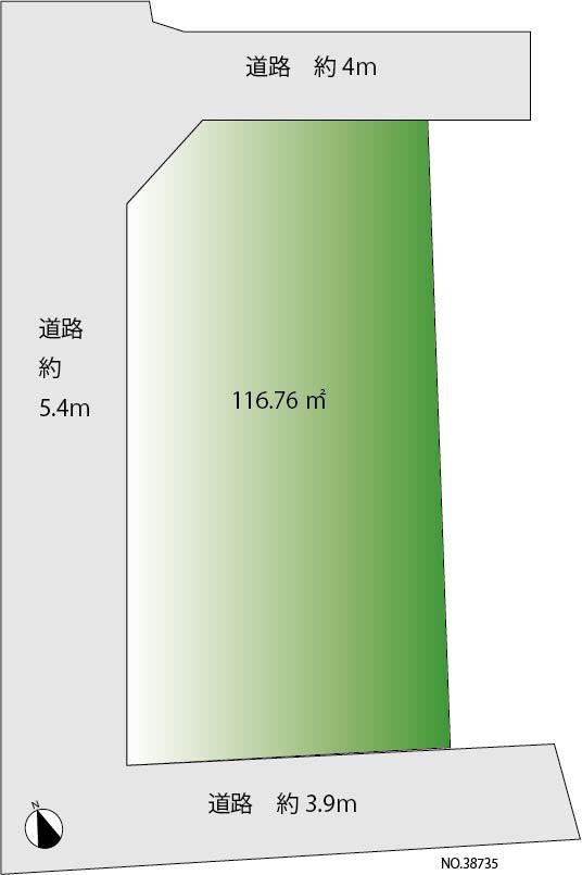 Compartment figure. Land price 82,800,000 yen, Land area 116.76 sq m site area: 116.76 sq m Front road width: 5.4m