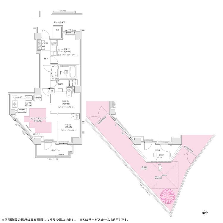 Floor plan. 3LDK, Price 58,800,000 yen, Occupied area 67.53 sq m , Balcony area 6.35 sq m