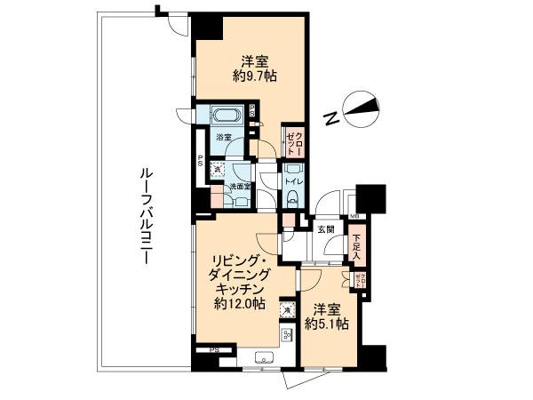 Floor plan. 2LDK, Price 69,800,000 yen, Occupied area 64.49 sq m