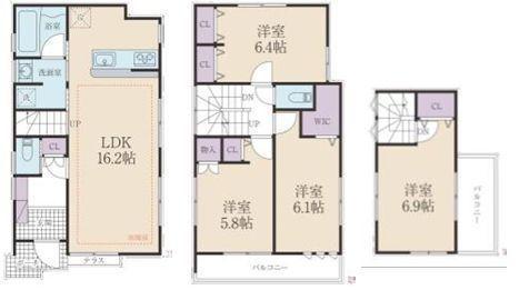 Floor plan. 77,800,000 yen, 4LDK, Land area 74.47 sq m , Building area 99.19 sq m