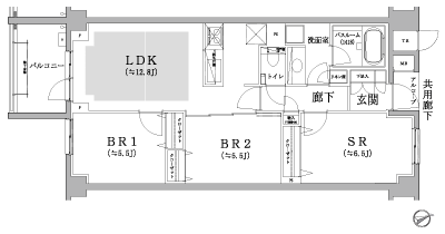 Building structure. G type ・ 2LDK+SR price / 75,508,605 yen occupied area / 68.58m2 Balcony area / 6.64m2 Alcove area / 1.39m2