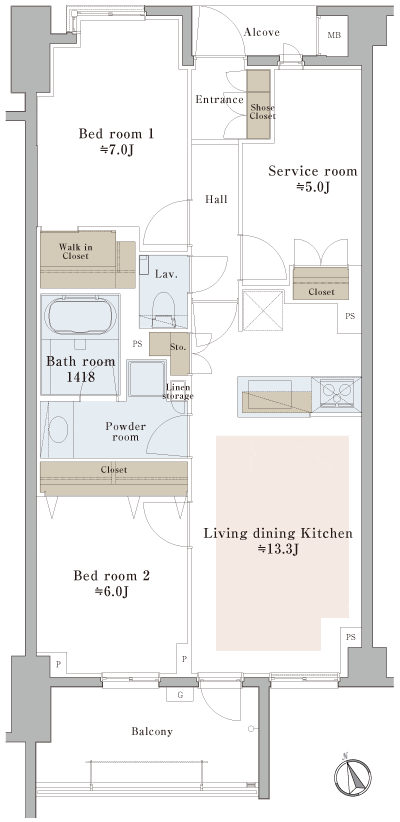 Floor: 2LDK + SR + WIC, the occupied area: 70.79 sq m, Price: 77,022,816 yen, now on sale