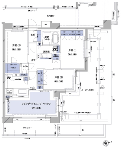 Floor: 3LDK + WIC, the occupied area: 73.32 sq m