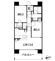 Floor: 2LDK + WIC, the occupied area: 56.05 sq m