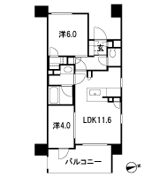 Floor: 2LDK + WIC, the occupied area: 49.44 sq m
