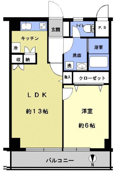 Floor plan. 1LDK, Price 34,800,000 yen, Occupied area 43.15 sq m